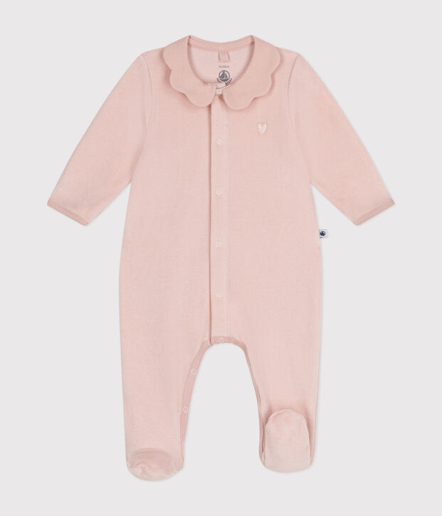 Pyjama en velours b&eacute;b&eacute; rose