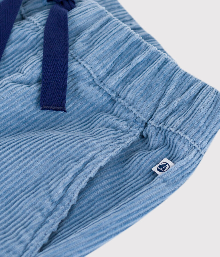 Pantalon enfant en velours uni bleu