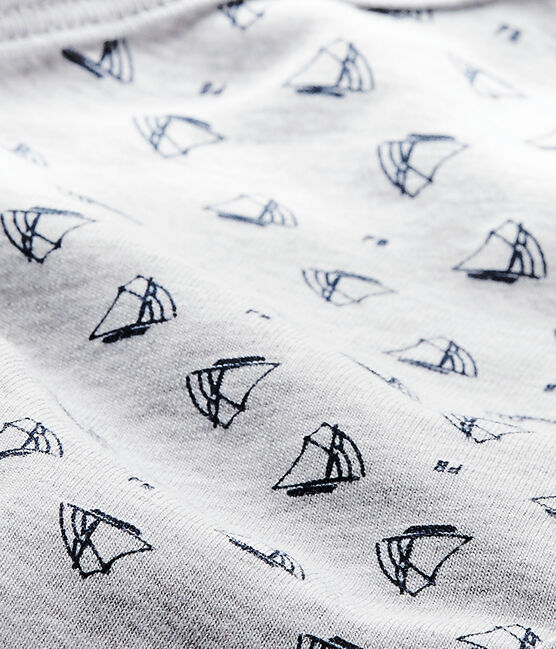Eerste body met korte mouwen en print voor jongens grijs POUSSIERE/blauw MEDIEVAL