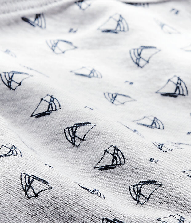 Eerste body met korte mouwen en print voor jongens grijs/blauw