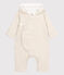 Combinaison longue grise chinée à capuche bébé en coton biologique beige MONTELIMAR CHINE