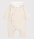 Combinaison longue grise chinée à capuche bébé en coton biologique