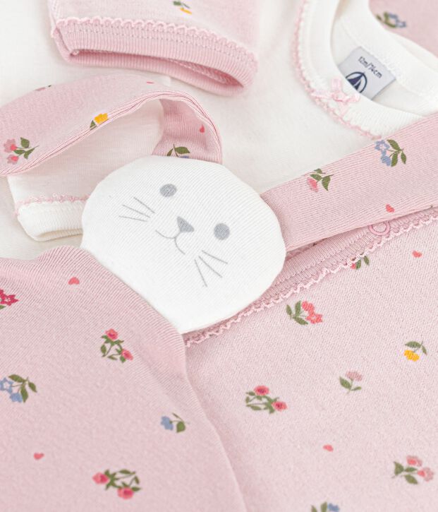 Cadeauset babypyjama van fluweel met bloemenprint multicouleur
