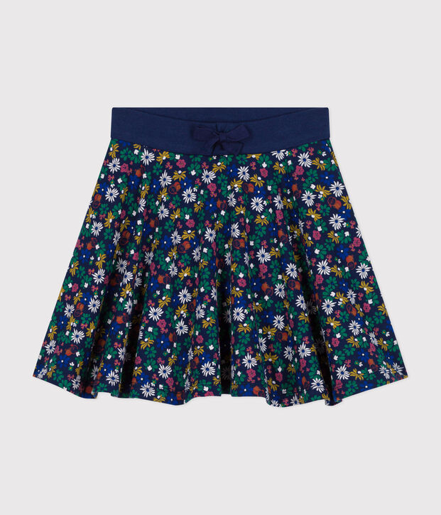 Jupe en coton enfant fille bleu/multicouleur