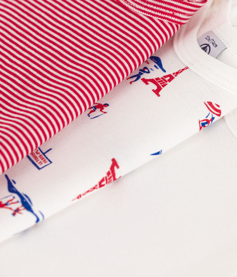 Set van 3 body's met korte mouwen en Parijsprint in katoen variante 1