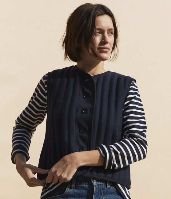 Zachte cardigan zonder mouwen voor dames blauw SMOKING
