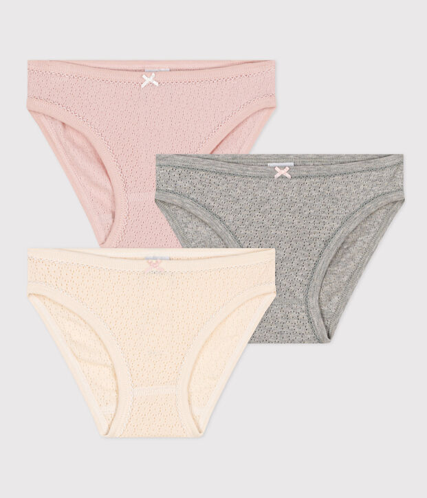 Set van 3  katoenen meisjesslips met ajour multicouleur