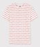 L'ICONIQUE, dames-T-shirt met ronde hals in biokatoen wit MARSHMALLOW/rood TERKUIT