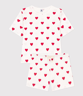Korte pyjama met hartjes in katoen voor dames