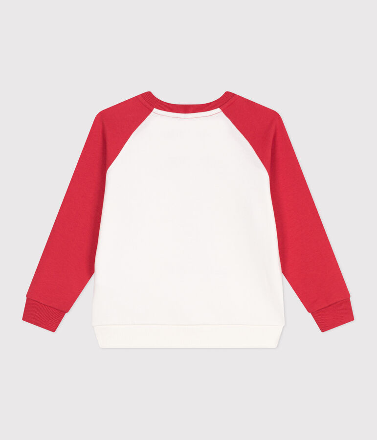 Sweatshirt enfant en coton imprim&eacute; blanc/rouge