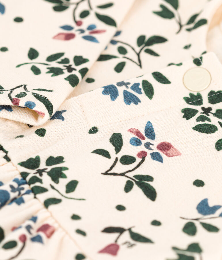 Robe manches longues b&eacute;b&eacute; imprim&eacute; fleuri en tubique blanc AVALANCHE/ MULTICO