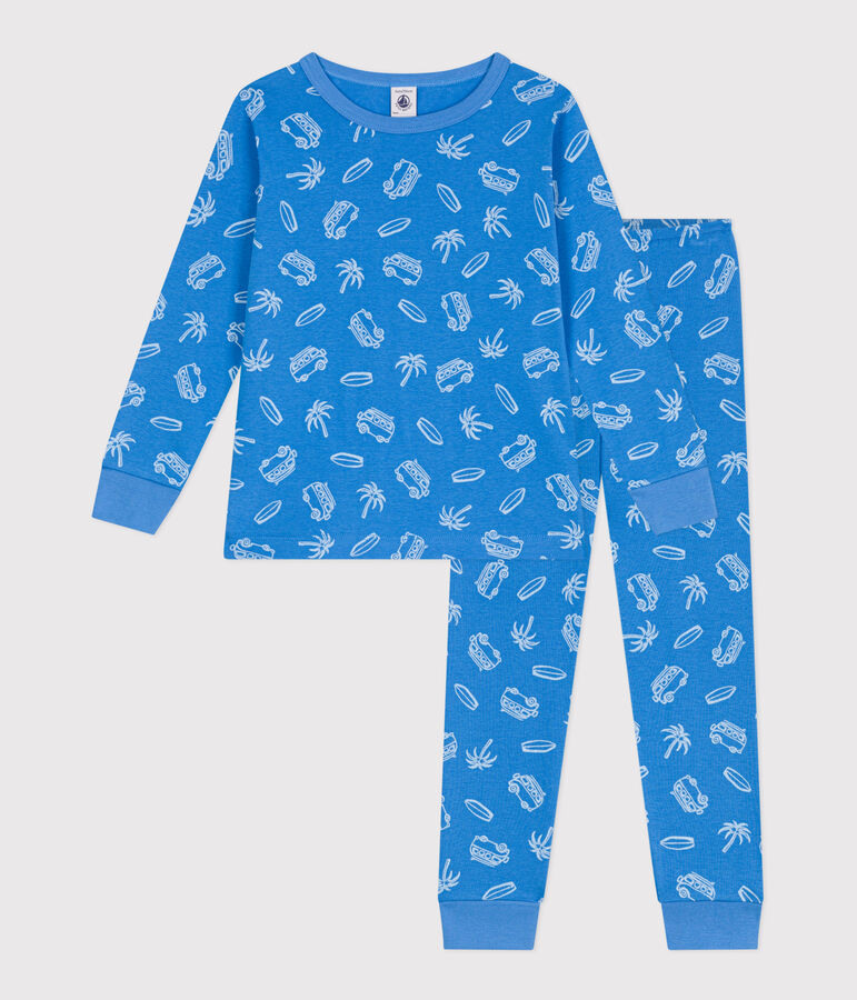 Pyjama enfant en coton manches longues imprim&eacute; vans bleu/blanc