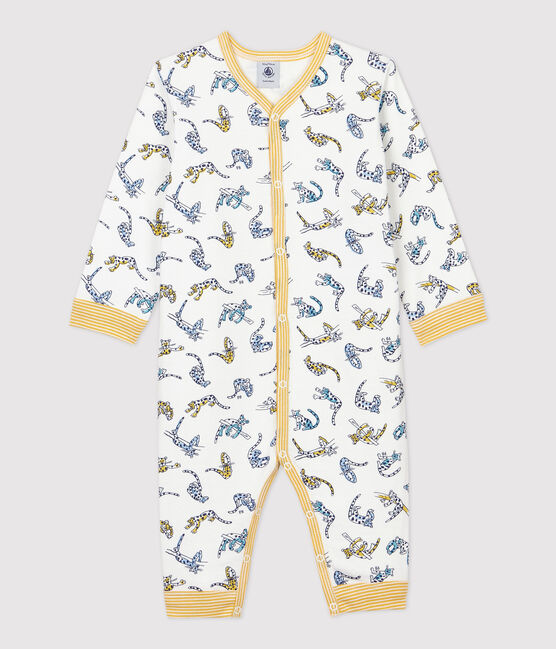 Dors-bien sans pieds bébé imprimé panthères en coton blanc MARSHMALLOW/blanc MULTICO