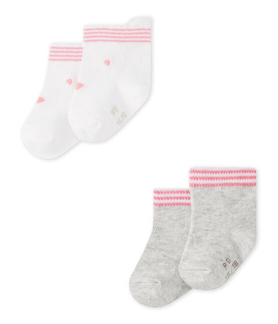 Lot de 2 paires de chaussettes bébé mixtes blanc LOT