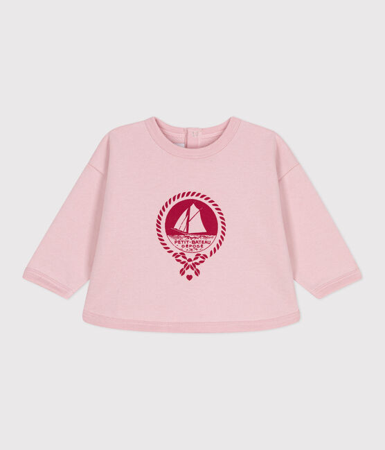 Katoenen babysweatshirt met vintage Petit Bateau-motief roze JOLI