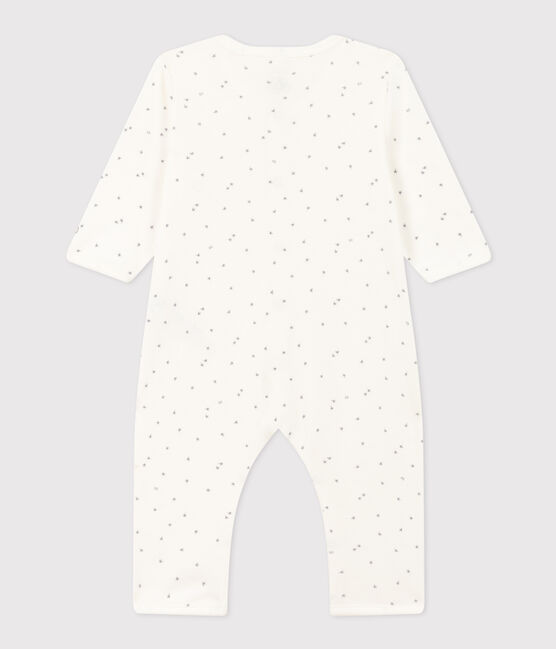 Katoenen babypyjama met sterretjesprint zonder voetjes wit MARSHMALLOW/wit MISTIGRI