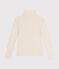 L'ICONIQUE, dames-T-shirt met rolkraag in ribstof beige MONTELIMAR CHINE