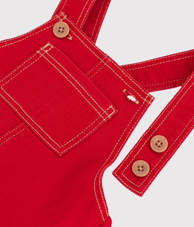 Lange tuinbroek van denim voor baby's rood