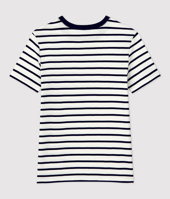 L'ICONIQUE, dames-T-shirt met ronde hals in katoen wit MARSHMALLOW/blauw SMOKING