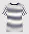 L'ICONIQUE, dames-T-shirt met ronde hals in katoen wit MARSHMALLOW/blauw SMOKING