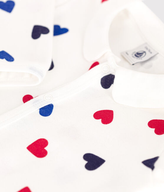 Pyjama sans pieds en coton imprimé cœurs bébé blanc MARSHMALLOW/blanc MULTICO