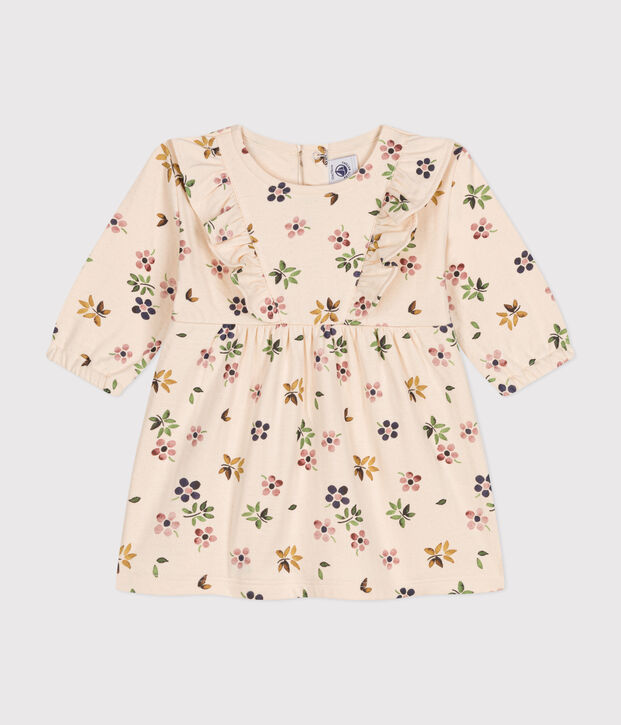 Robe manches longues en tubique b&eacute;b&eacute; &eacute;cru/multicouleur