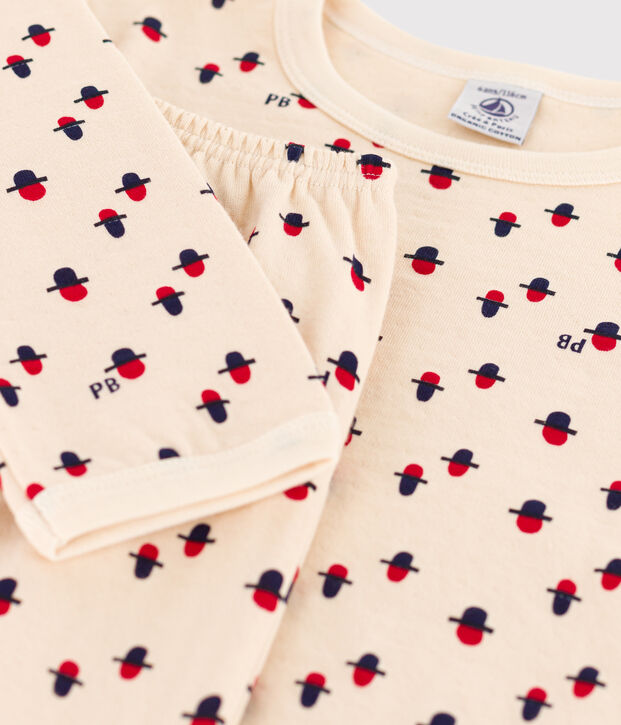 Pyjama en tubique enfant &eacute;cru/rouge/multicouleur