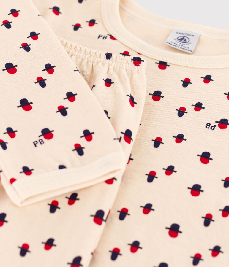 Pyjama en tubique enfant &eacute;cru/rouge/multicouleur