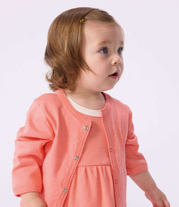 Cardigan b&eacute;b&eacute; en coton uni corail