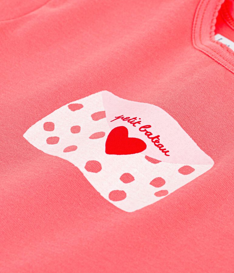 Katoenen T-shirt met korte mouwen en motiefje voor baby's roze