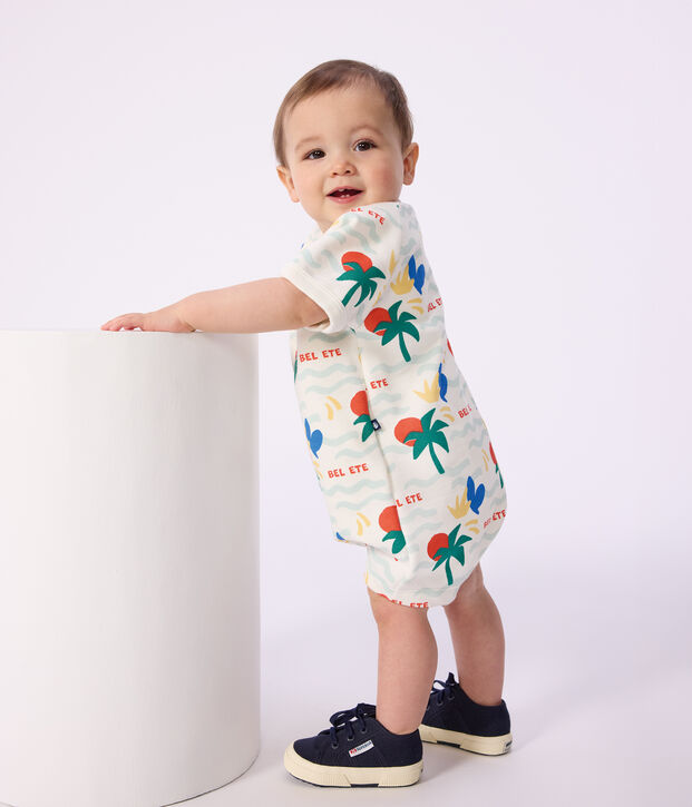 Kort katoenen pakje met print voor baby's ecru/multicouleur