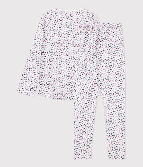 Pyjama imprimé fleuri petite fille en coton blanc MARSHMALLOW/blanc MULTICO