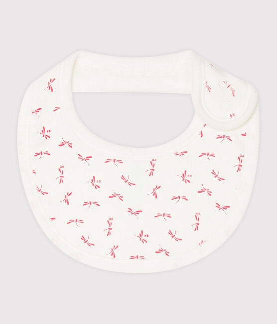 Bavoir bébé en côte blanc MARSHMALLOW/rose GROSEILLER