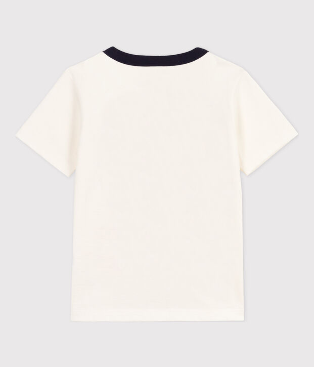Tee-shirt manches courtes en coton enfant gar&ccedil;on blanc