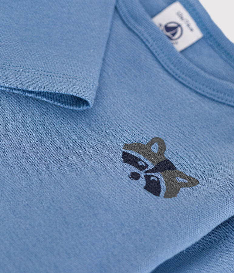 Katoenen T-shirt met lange mouwen voor baby's blauw