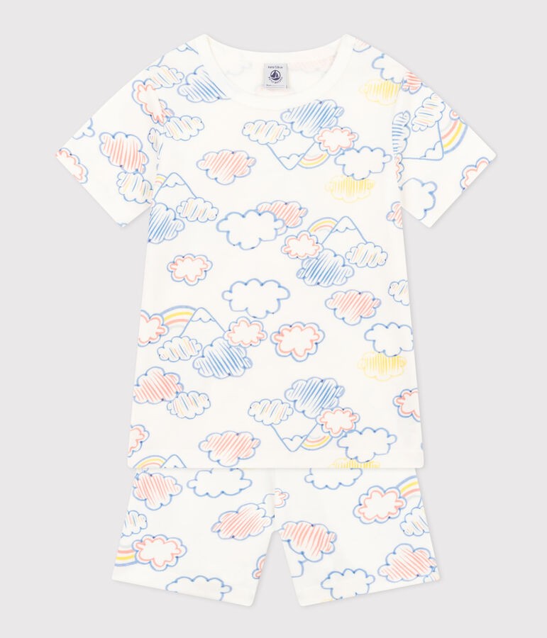 Pyjama short en coton imprim&eacute; arc-en-ciel enfant blanc/multicouleur