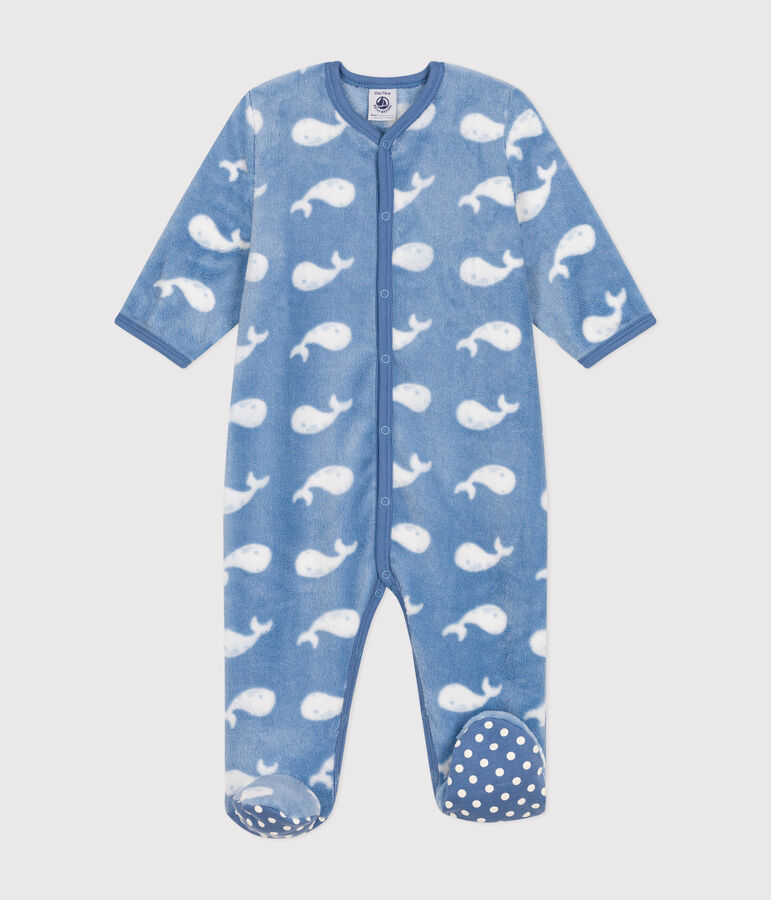 Slaappakje in fleece voor baby's blauw/wit