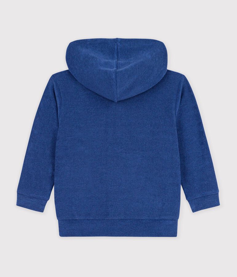 Sweatshirt zipp&eacute; enfant en coton bleu