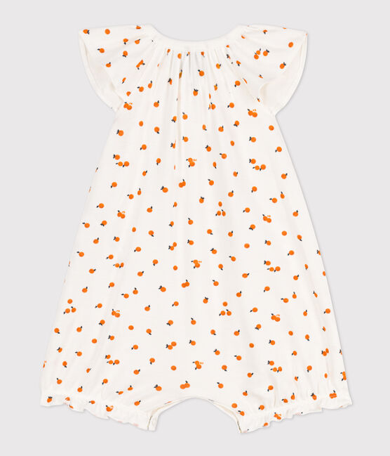 Combinaison courte oranges en coton bébé blanc MARSHMALLOW/blanc MULTICO