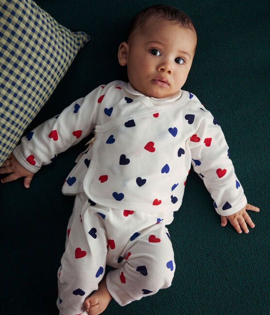 Driedelig katoenen babysetje wit MARSHMALLOW/wit MULTICO
