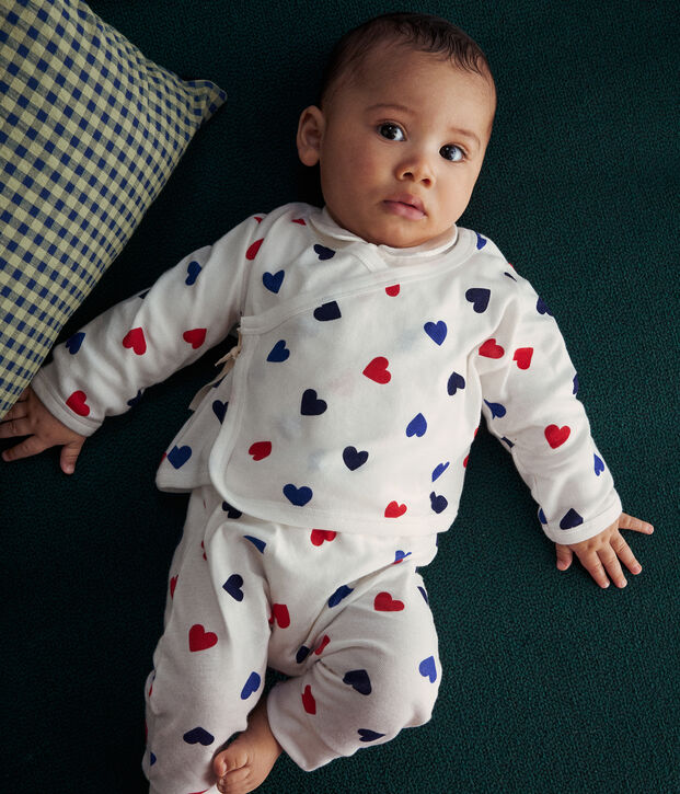 Driedelig katoenen babysetje wit/multicouleur