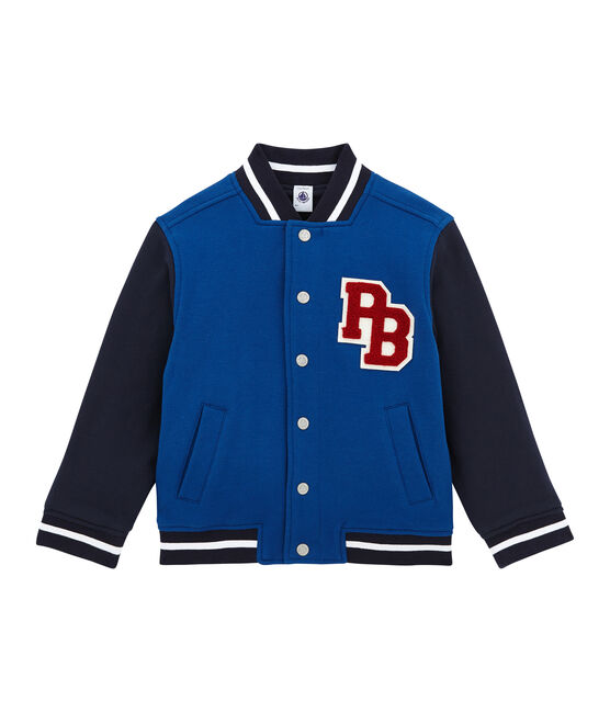 Bomberjack in gevoerd molton voor jongens blauw LIMOGES/blauw SMOKING