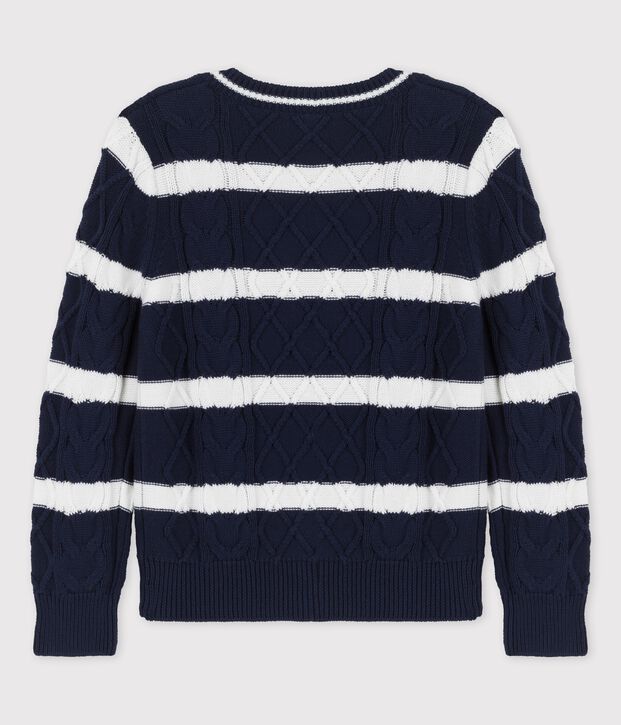 Cardigan en coton enfant gar&ccedil;on bleu/blanc