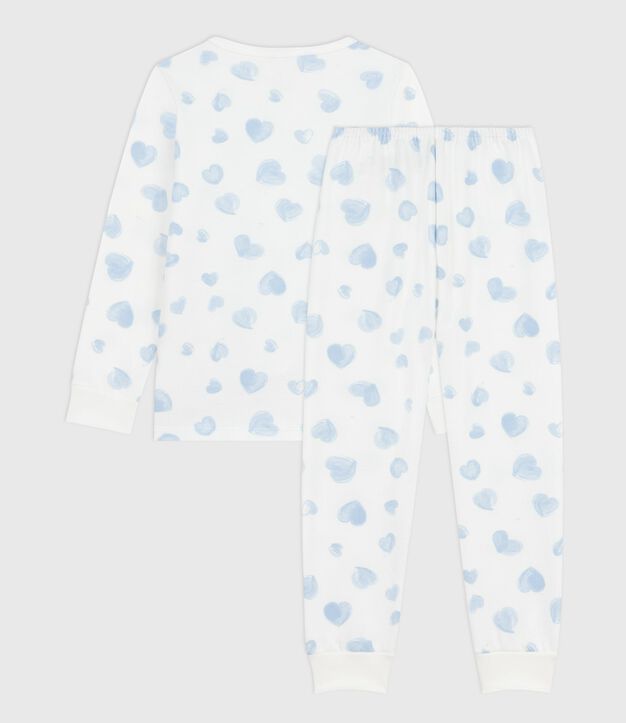 Pyjama enfant en molleton imprim&eacute; c&oelig;urs blanc/multicouleur