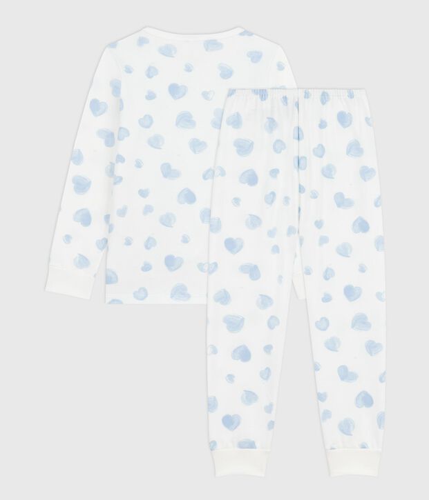Kinderpyjama van fleece met hartjesprint wit/multicouleur