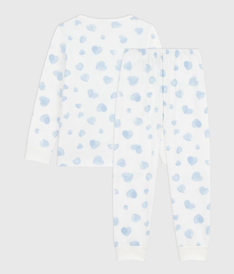 Pyjama enfant en molleton imprim&eacute; c&oelig;urs blanc/multicouleur