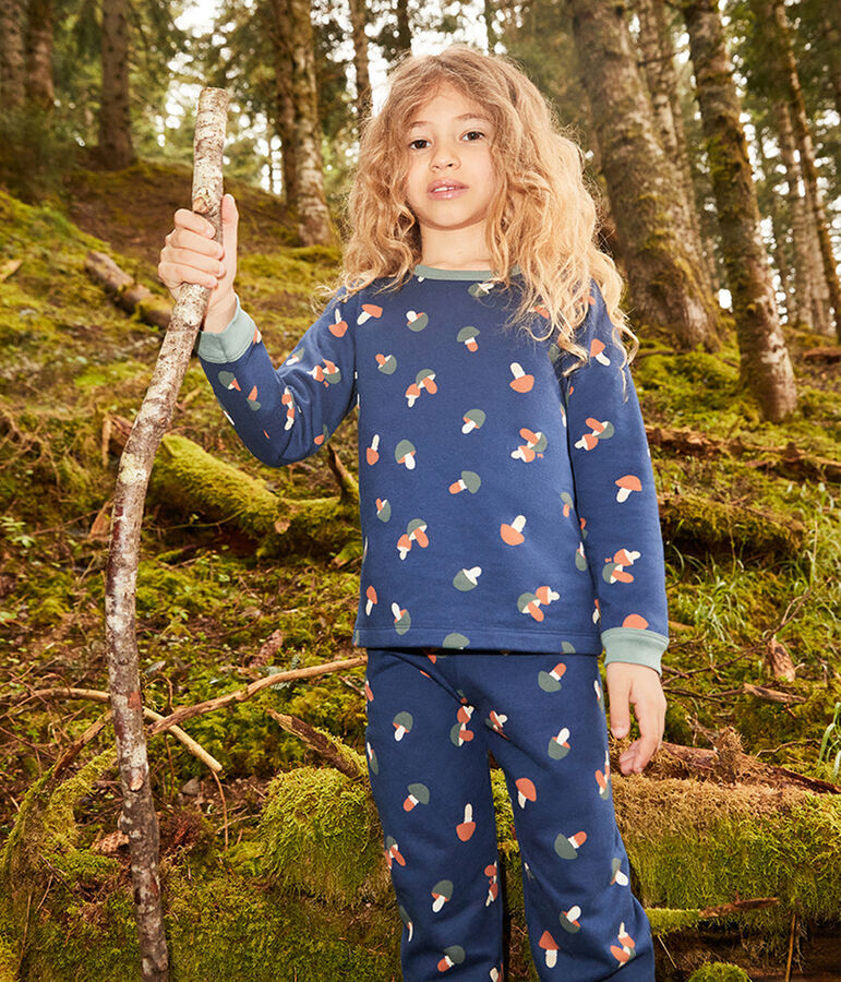 Pyjama champignon en molleton enfant bleu/multicouleur