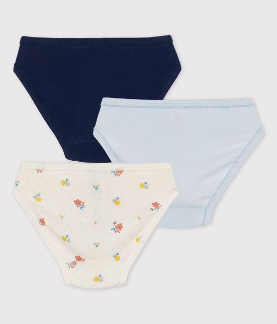 Set met 3 meisjesslips met bloemetjes in biokatoen variante 1
