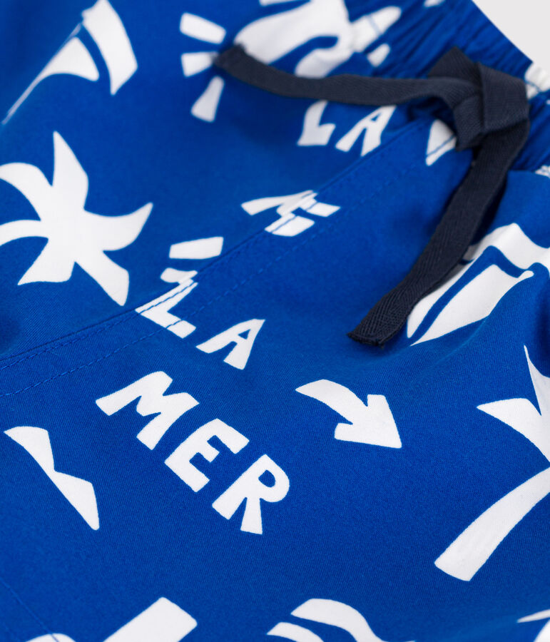 Short de bain b&eacute;b&eacute;, imprim&eacute; plage bleu/blanc