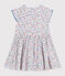 Katoenen kinderjurk met korte mouwen en bloemenprint wit MARSHMALLOW/wit MULTICO